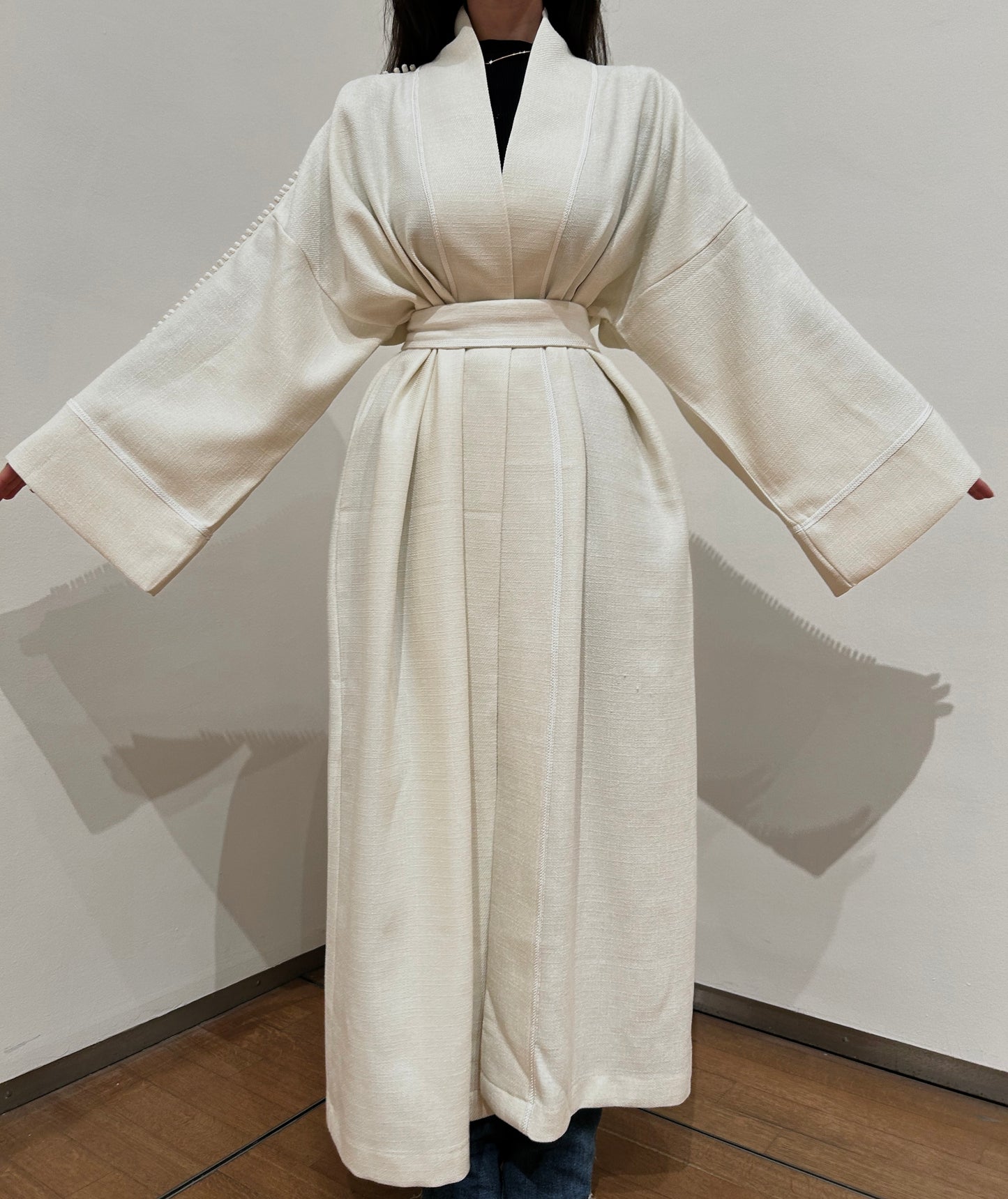 Pearl Tweed open Abaya