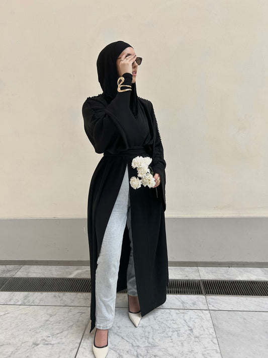 Black open abaya