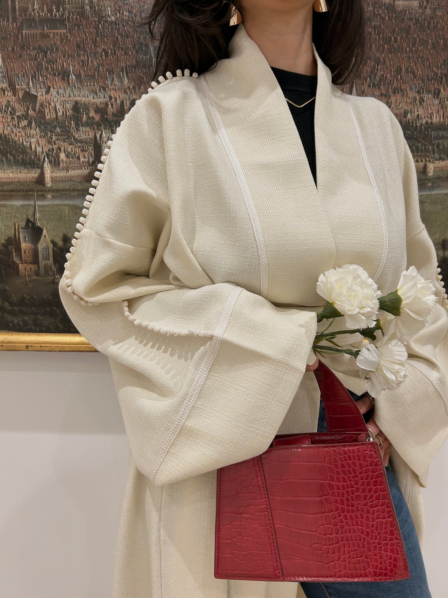 Pearl Tweed open Abaya