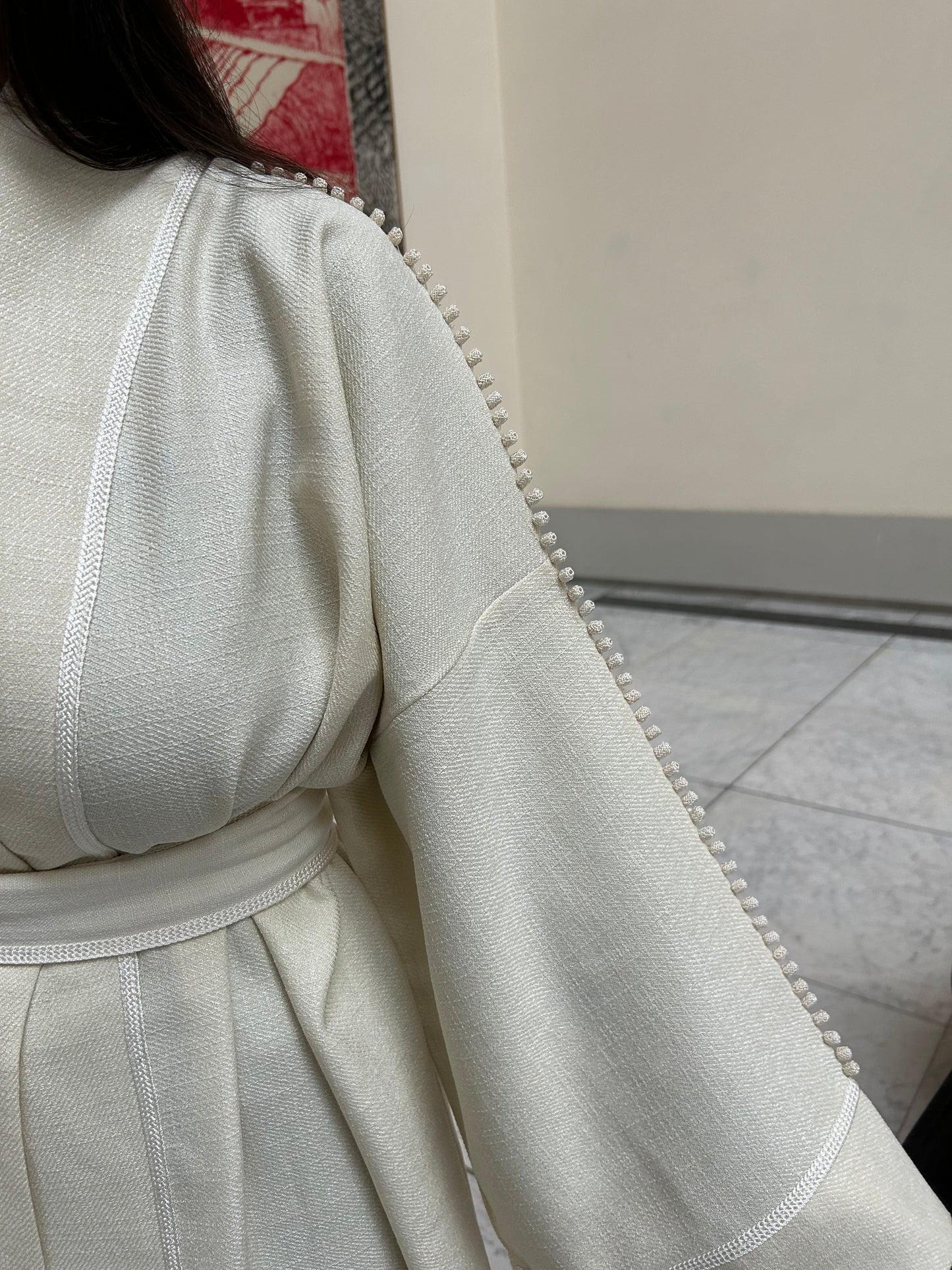 Pearl Tweed open Abaya