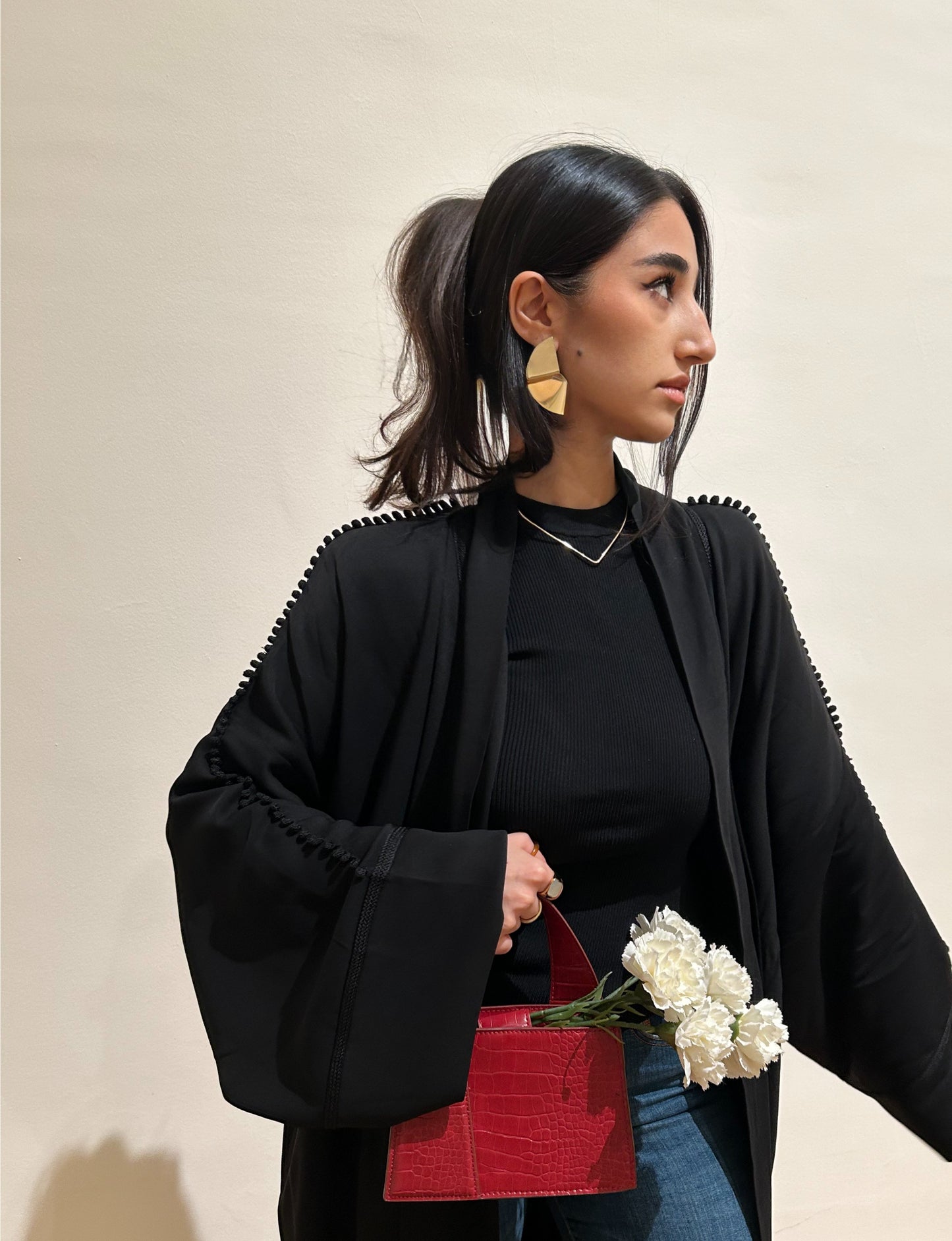 Black open abaya