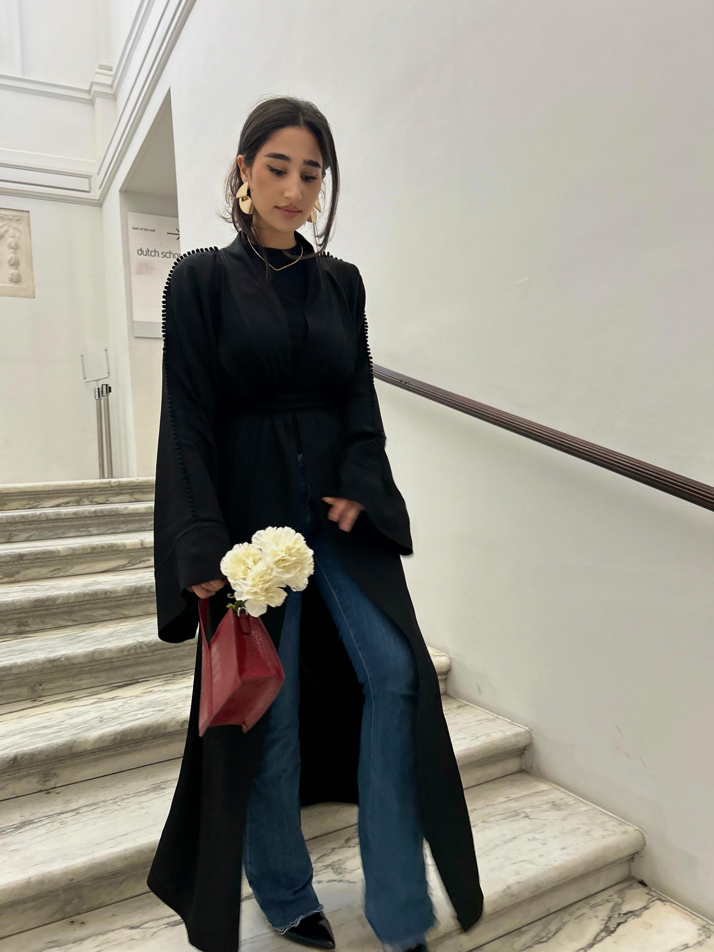 Black open abaya