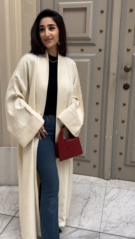 Pearl Tweed open Abaya